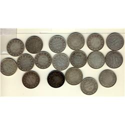 Nfld 1870 50¢, 1872H, 1873, 1874, 1876H, 1880, 1881, 1882H, 1885 & 1888, 1894, 1896, 1898(3), 1899 N