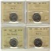 Image 1 : 1925 5¢, 1947 Dot VF20, 1926 Far VG & 1926 Nr EF40.  Lot of 4 ICCS coins.  1947 Dot designated with 
