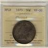 Image 1 : Nfld 1873 50¢ ICCS VF20.  Designated as cleaned.  Should be viewed.