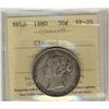 Image 1 : Nfld 1880 50¢ ICCS VF20.  Designated as cleaned.  Should be viewed.