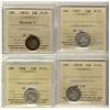 Image 1 : 1871 10¢, 1881H Obv 3, 1883H & 1904 ICCS F15.  Lot of 4 coins.