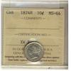 Image 1 : 1874H 10¢ ICCS MS64.  Crisp and sharp white issue.