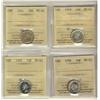 Image 1 : 1919 10¢, 1921, 1938 & 1948ICCS MS62.  Lot of 4 coins.