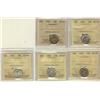 Image 1 : 1920 10¢, 1929, 1932, 1936 & 1942 ICCS MS60.  Lot of 5 coins.