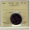 Image 1 : 1875H 25¢ ICCS VF30. A key date.