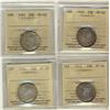 Image 1 : 1912 & 1914 25¢ ICCS EF40 along with 1915 & 1934 VF30.  Lot of 4 coins.