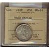 Image 1 : 1928 25¢ ICCS MS63.  Designated Weak strike.  Old ICCS tag.