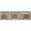 Image 1 : 1932 50¢ VG10, 1948 VF20 & 1958 Dot MS63.  Lot of 3 ICCS coins.
