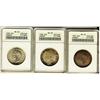 Image 1 : 1937 50¢ MS62, 1938 MS63 & 1939 MS60.  Lot of 3 Pittman examples all ANACS graded.