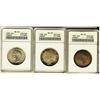 Image 1 : 1937 50¢ MS62, 1938 MS63 & 1939 MS60.  Lot of 3 Pittman examples all ANACS graded.