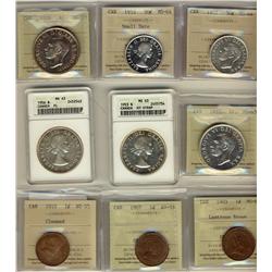 1952 50¢, 1953 SD MS64, $1 1939, 1952, 1953 NSF, 1956 MS63, along with 1903 1¢ MS62, 1907 & 1910 AU5