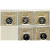 Image 1 : 1961 50¢, 1962, 1964 & 1975 PL66 Heavy Cameo & 1977 MS66 NBU.  Lot of 5 ICCS graded coins.