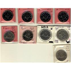 Lot of $1 varieties includes 1977 $1 Att jewel, det jewel, detached jewel fading WL, Att jewel SWL,
