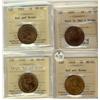 Image 1 : 1859 1¢ Nar 9, 1902, 1918 & 1920 ICCS MS63RB.  Lot of 4 coins.
