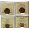Image 1 : 1892 1¢ Obv 3, 1920 Lg, 1940 & 1941 ICCS MS63RD.  Lot of 4 coins.