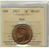Image 1 : 1917 1¢ ICCS MS65RD. 85% red with lustre.