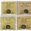 Image 1 : 1892 10¢ Sml 9 Obv 5, 1894 Obv 5, 1899 Sml 9's & 1902 ICCS VF20.  Lot of 4 coins.