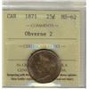 Image 1 : 1871 25¢ Obv 2 ICCS MS62.