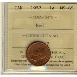 1952 1¢ ICCS MS65RD.