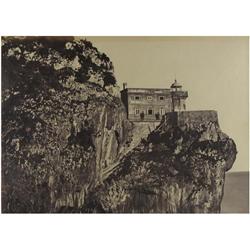 54 J. Laurent (1816-1886)Santoña, faro del Caballo, 1850-1860.Papel albuminado, 25 x 34 cm, sello hú