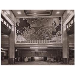 185 Stewart Bale (XX)Queen Mary, restaurante con el mapa realizado por Mac Donald Gill, década de 19