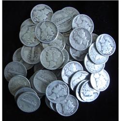 Roll of Mercury Dimes g-xf grades- 50 Coins