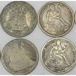 Lot of 4 Seated Liberty Dimes- ag-xf Grades-