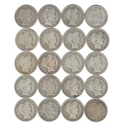 Lot of 20 Barber Half Dollars