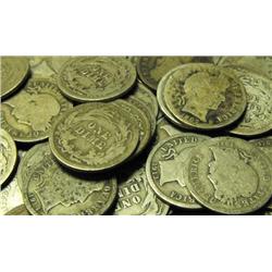 LOT OF 100 BARBER DIMES- CIRCULATED