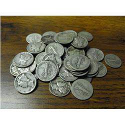 50 Mercury Dimes - Random Date