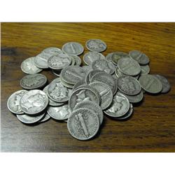 A Lot with 50 Mercury Dimes - various