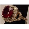 Image 2 : 14K GOLD LADIES RUBY AND DIAMOND RING - SIZE 7.25