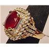 Image 2 : 14K GOLD LADIES RUBY AND DIAMOND RING - SIZE 7.25