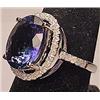 Image 2 : 14K WHITE GOLD LADIES TANZANITE AND DIAMOND RING -
