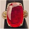 Image 1 : 14K GOLD LADIES RUBY AND DIAMOND RING - SIZE 7.5 -