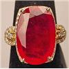 14K GOLD LADIES RUBY AND DIAMOND RING - SIZE 7.5 -