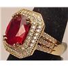 Image 2 : 14k GOLD LADIES RUBY AND DIAMOND RING - SIZE 7.25