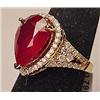 Image 2 : 14K GOLD LADIES RUBY AND DIAMOND RING - SIZE 7.25