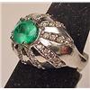 Image 2 : 14K WHITE GOLD LADIES EMERALD AND DIAMOND RING - S