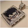 Image 2 : SILVER LADIES SAPPHIRE AND DIAMOND PENDANT W/ CHAI