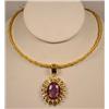Image 1 : SILVER W/ 14K RICH GOLD OVERLAY LADIES RUBY AND DI