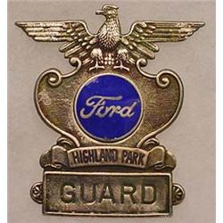 VINTAGE FORD HIGHLAND PARK GUARD PLANT BADGE / PIN
