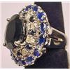 Image 2 : 14K PLATE OVER SILVER LADIES SAPPHIRE AND DIAMOND