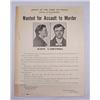Image 1 : 1911 WANTED POSTER OF A MAN WANTED FOR ASSAULT TO