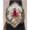 Image 1 : 14K WHITE GOLD LADIES RUBY AND DIAMOND RING - SIZE