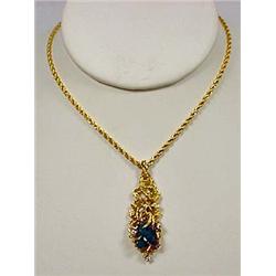 GOLD DIAMOND AND EMERALD LADIES PENDANT W/ 14K GOL