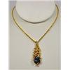 GOLD DIAMOND AND EMERALD LADIES PENDANT W/ 14K GOL