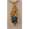 Image 2 : GOLD DIAMOND AND EMERALD LADIES PENDANT W/ 14K GOL