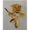 14K GOLD AND DIAMOND LADIES FIGURAL ROSE BROOCH -