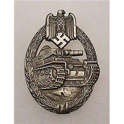 WW2 GERMAN NAZI SILVER TANK ASSAULT BADGE - Maker